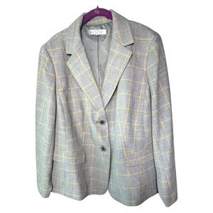 Kasper Gray and Yellow Plaid Blazer